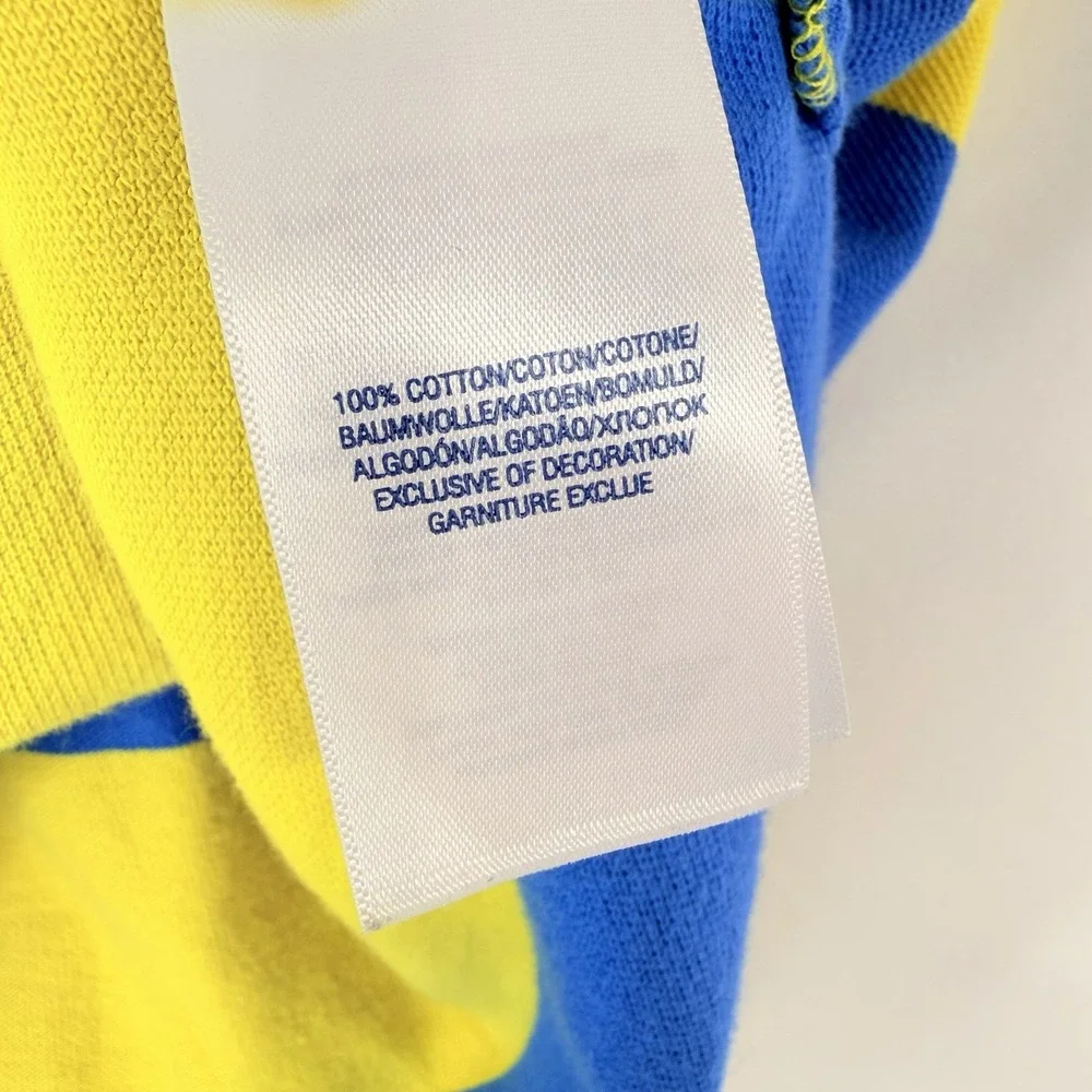 Ralph Lauren Youth Yellow Blue Striped Short Sleeve Rugby Polo Shirt SZ- M 10/12